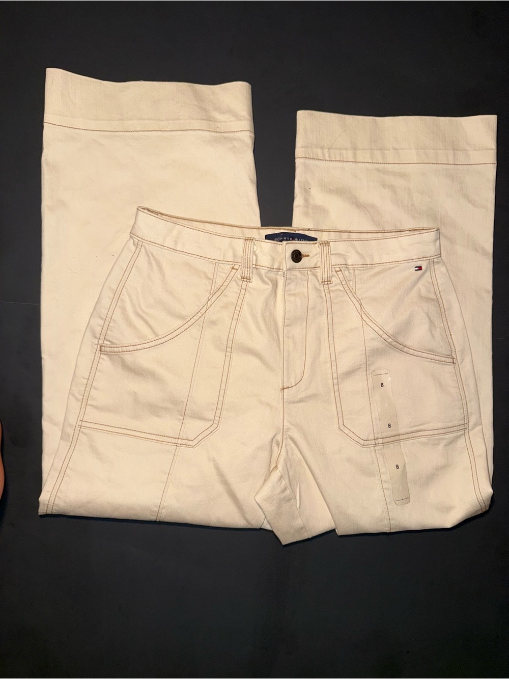 Tommy Hilfiger Women's Cream Cropped Workwear Pants